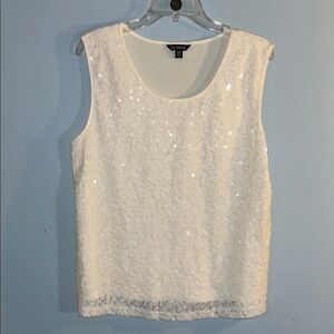 Sparkling White Sequin Tank Top size 14 16